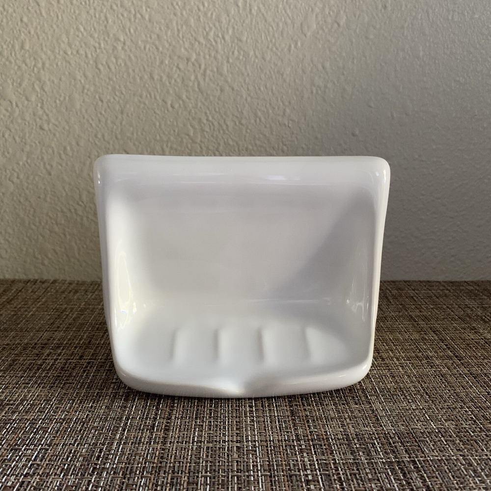 Bath Tub/Shower Porcelain Thinset Wall Mount Tile White Soap Dish